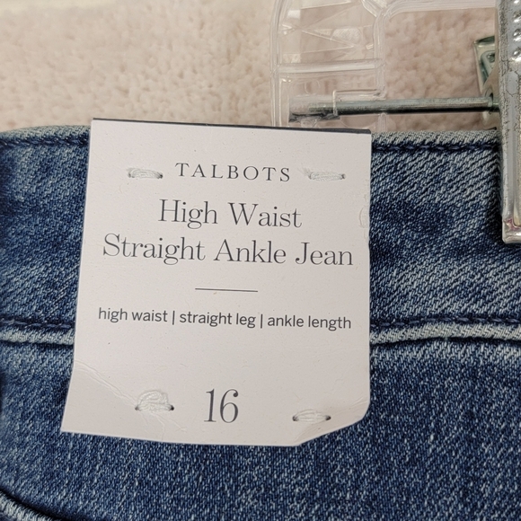 Talbots Women's High Waist Straight Leg Ankle Sequin Side Stripe Jean  Sz 16 NEW - Picture 16 of 16